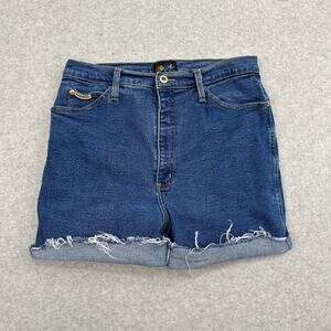 Action West Jeans Shorts Cuffed WMNS 14 Blue High Rise Med Wash Denim Cotton